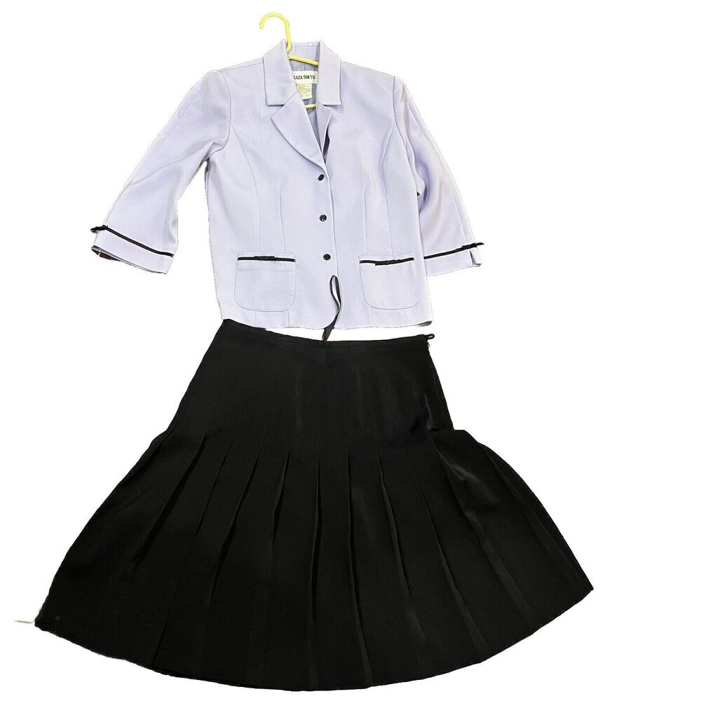 PLAZA SOUTH 2 PC Skirt Suit Set Women's Sz 10 Lined Purple Office/Church